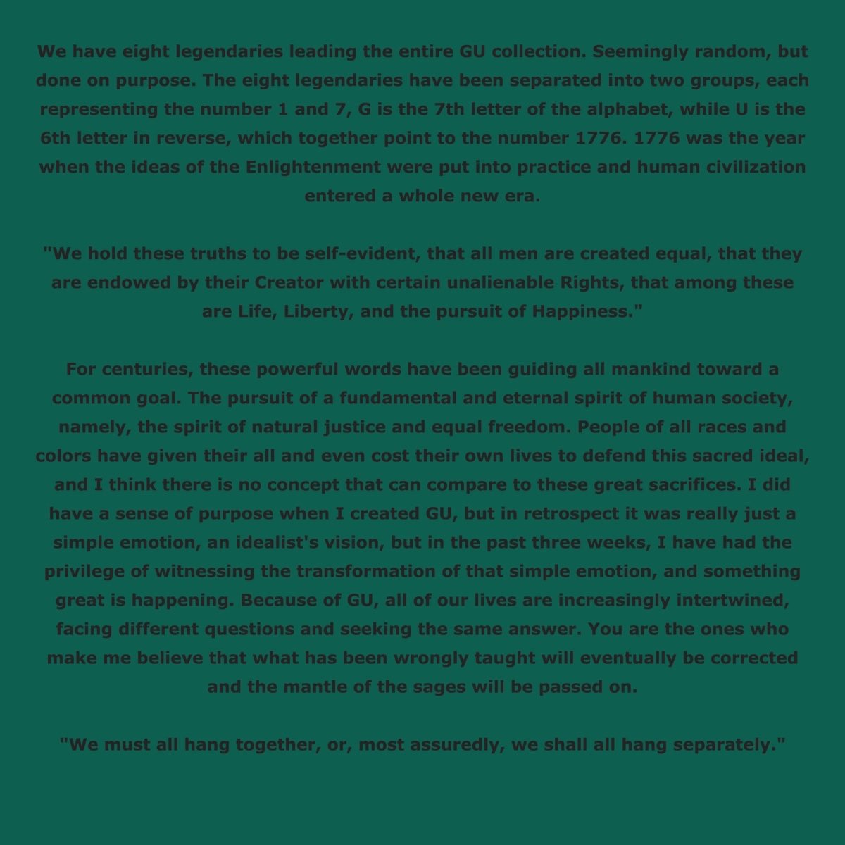 Genuine Undead - founder's statement, September 6, 2022